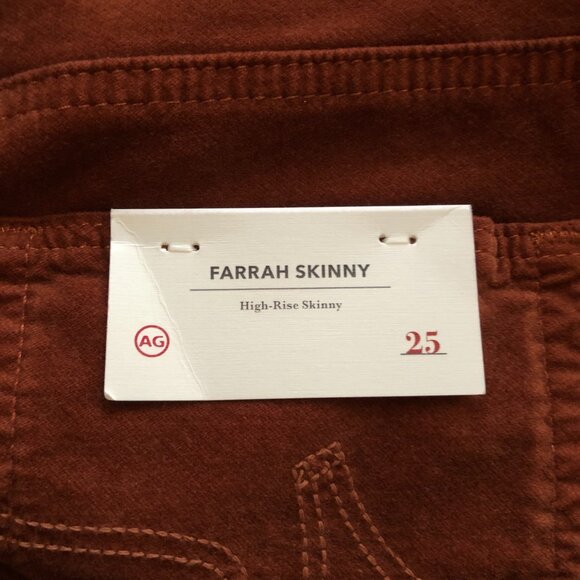 AG FARRAH SKINNY ANKLE HIGH RISE SPICED MAPLE STRETCH VELVET 25 NWT - Picture 10 of 16